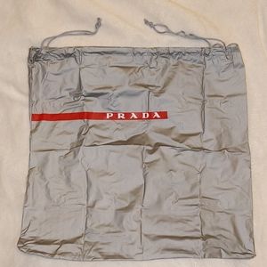 PRADA Luxury Designer Grey Silver Red White Nylon Dustbag Drawstring